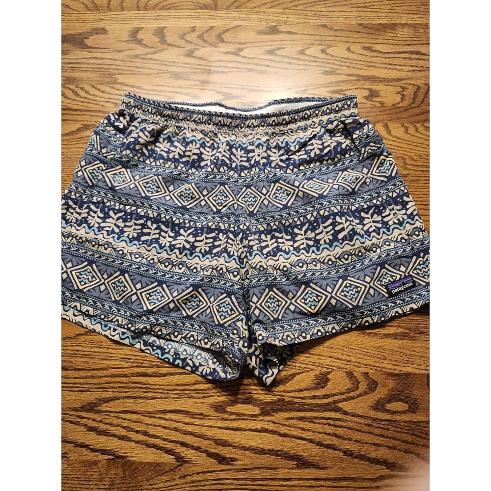 Patagonia Womens Baggies‎ Shorts Tidepool Blue Pink Relaxed Fit Size Small